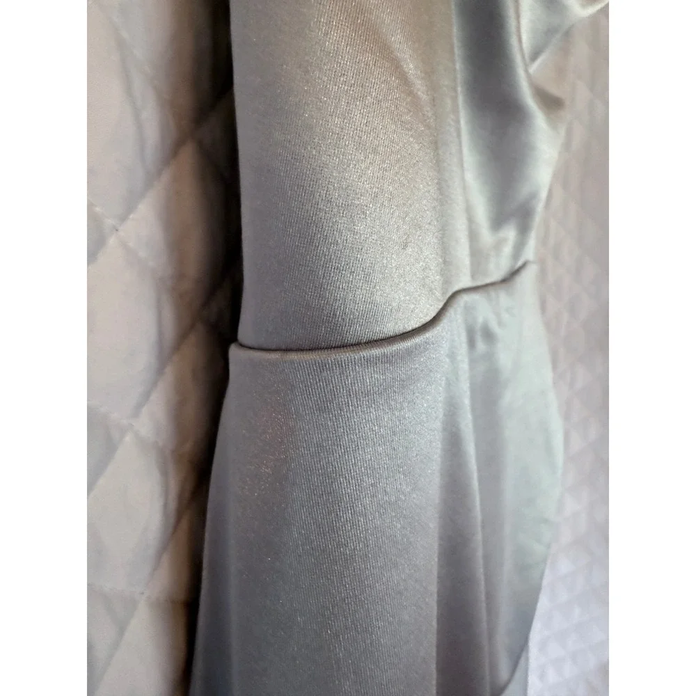 Slinky Sexy Party Speechless Silver Satin Lace Up Back Mini Dress Women's Medium